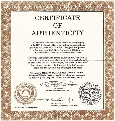 certificates of authenticity .